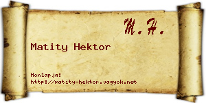 Matity Hektor névjegykártya